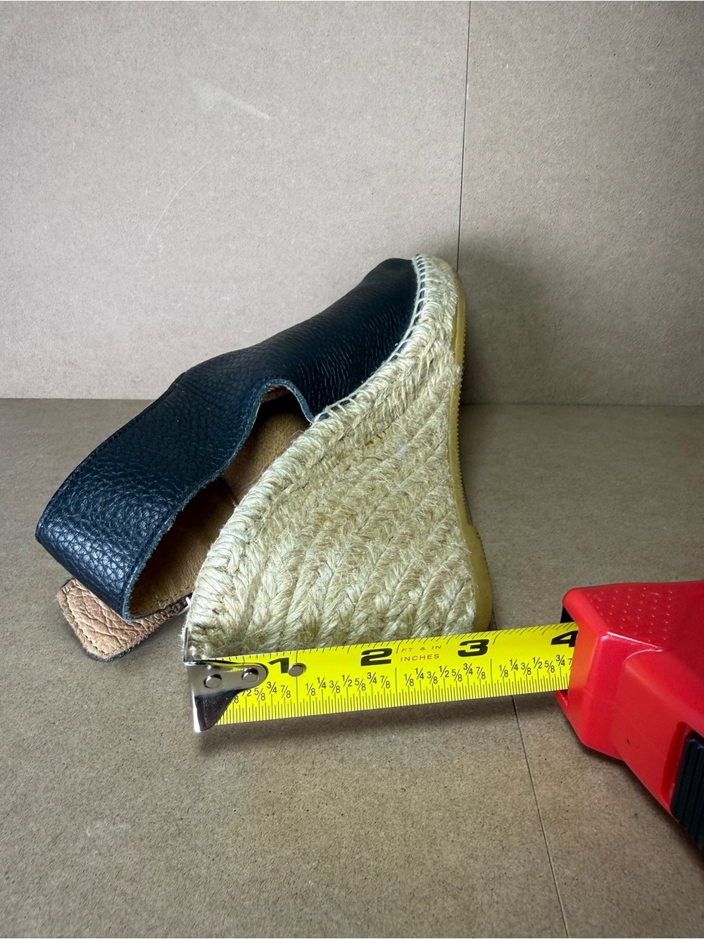 Maypol Black Leather Peep Toe Slingback Espadrille Sandals 3" Size US 7.5/8 - Picture 9 of 9